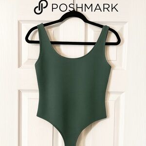 Express Olive Green Scoop Neck Tank Bodysuit
